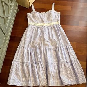 Lilly Pulitzer Purple and White Checkered Midi Dress